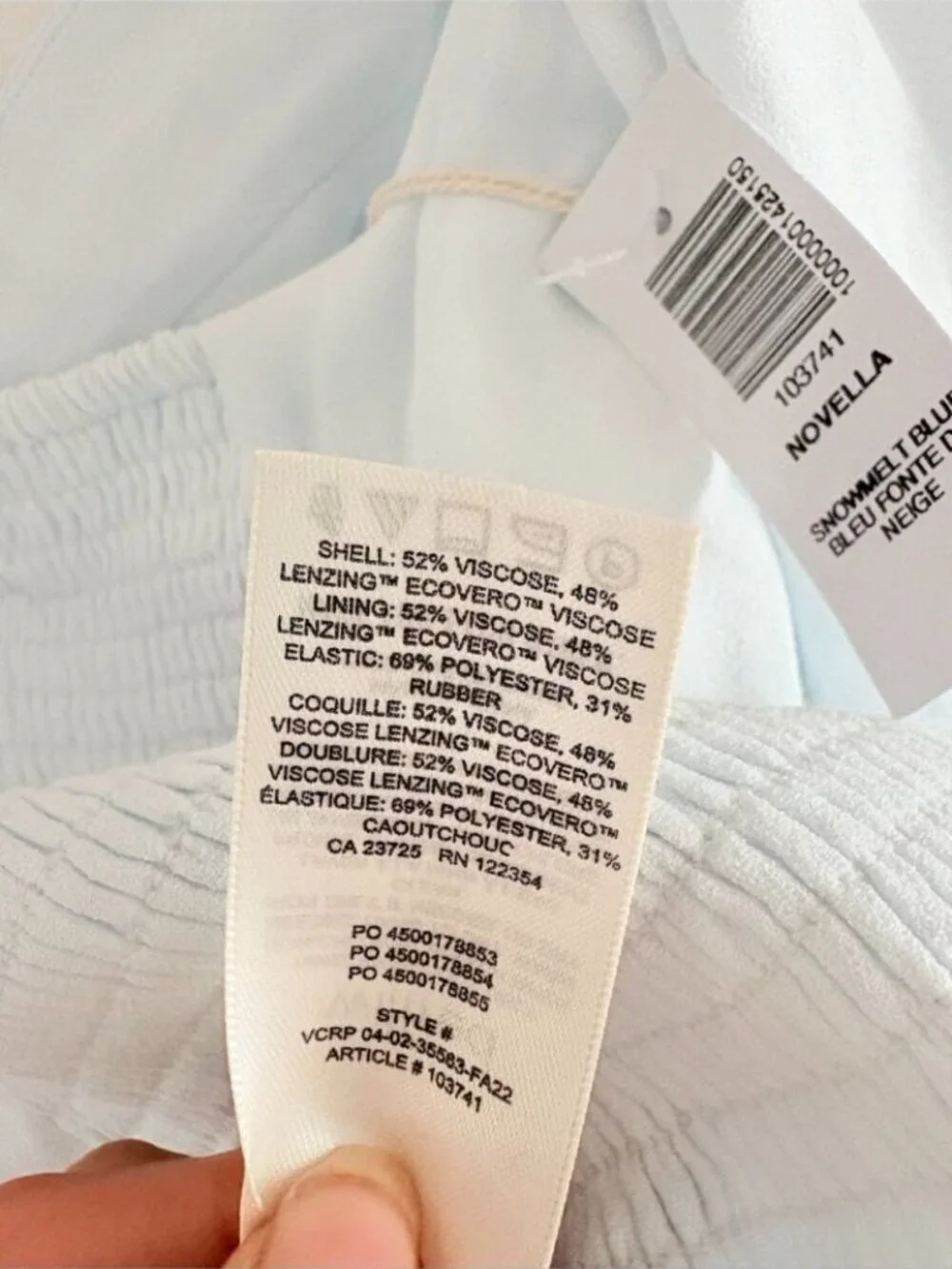 Aritzia Light Blue Puff-Sleeve Sweetheart Neck Top